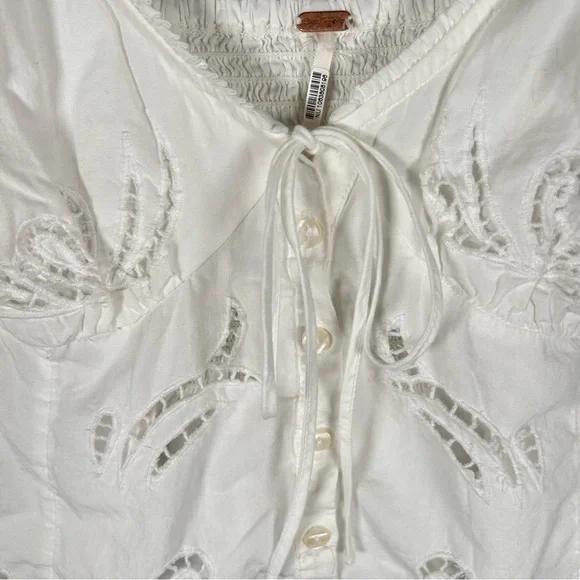Free People Sweet Sammi Eyelet Cotton Cami Top White XL - Picture 6 of 11